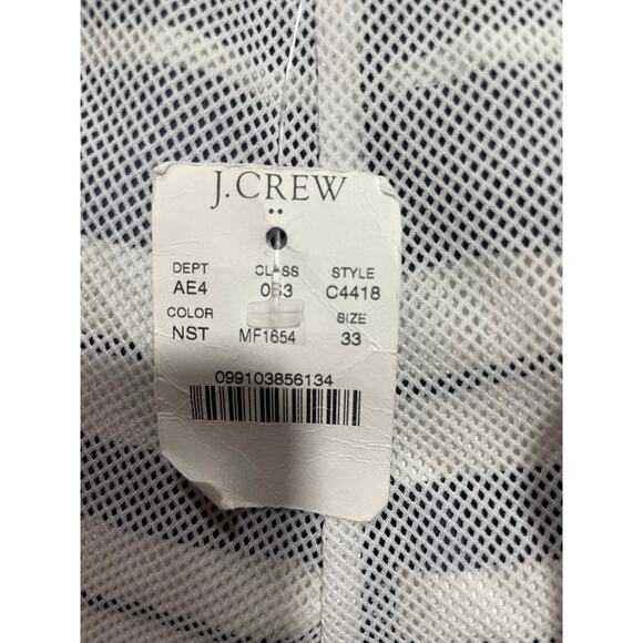 NWT J Crew Striped Swim Shorts Lined Suit Trunks C4418 Mens 33 Nylon Blue White - Picture 2 of 7